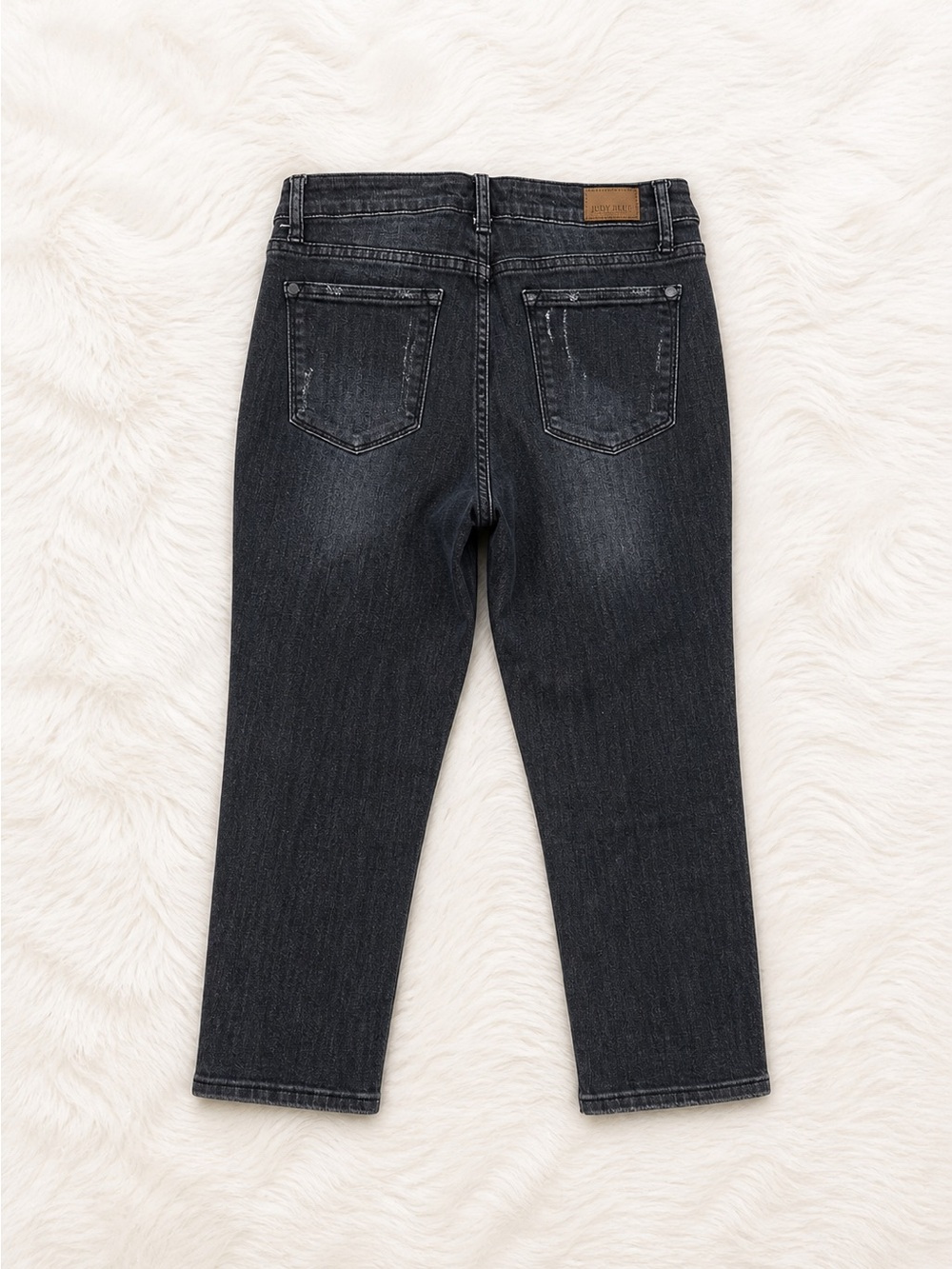 Judy Blue Black Gray Skinny Capri Jeans 7/28 Distressed Stretch Denim Trendy - Picture 3 of 3